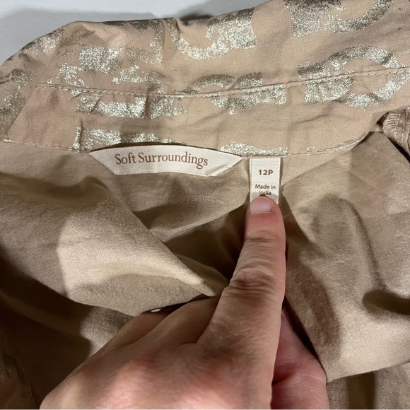 Soft Surroundings Shimmering Tan Long Sleeve Dress 12P - Picture 6 of 10